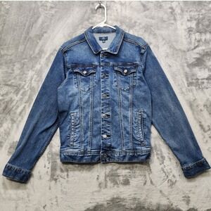 George Jacket Mens M Blue Stretch Denim Medium Wash Jean Jacket Casual Preppy